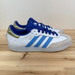 Adidas Samba x Lionel Messi sneakers Mens 10 White Gold blue Indoor Limited